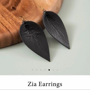 Raven + Lily Black Leather Zia Earrings